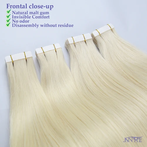 Imagen 2 del producto Cinta JSNME en extensiones de cabello humano 100% cinta de cabello realmente en el cabello para mujeres Natural liso negro marrón Rubio 613 para salón