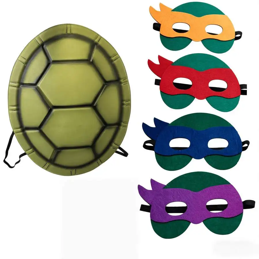Kids Turtle Shell & Felt Mask Costume Set EVA Tortoise Shell Dress Up Props Halloween Carnival Role Play Party Supplies