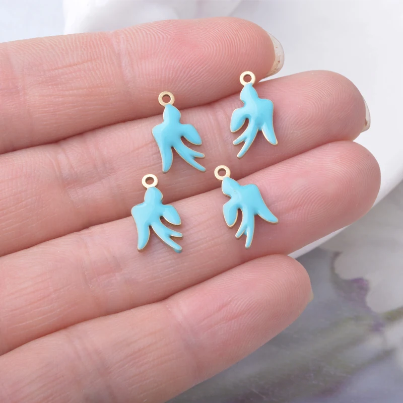 20 Stück, beidseitig emailliert, kleine Friedenstauten-Anhänger, tropfende Öl-Vögel, Schwalben, Ohranhänger, Halskette, Armband, Schmuckdekor – Detail 7