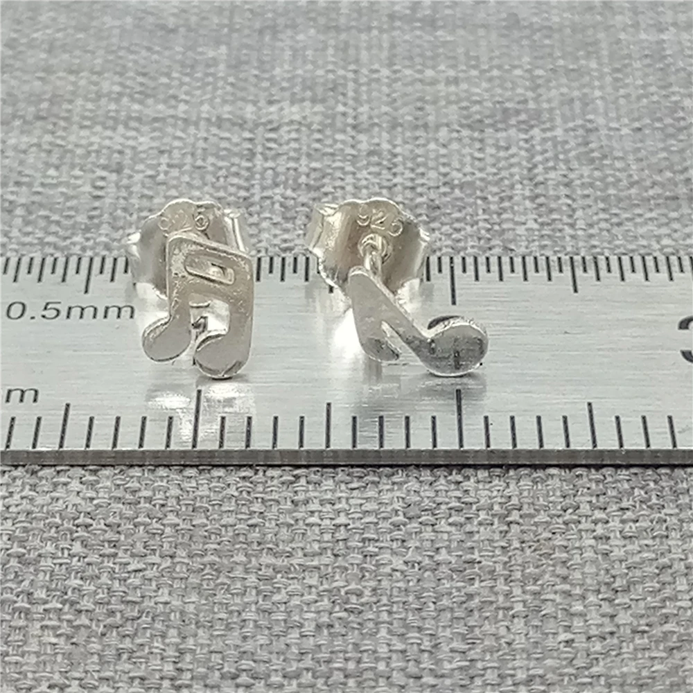 5 Pairs Music Note Stud Earring Posts in 925 Sterling Silver for Jewelry Making