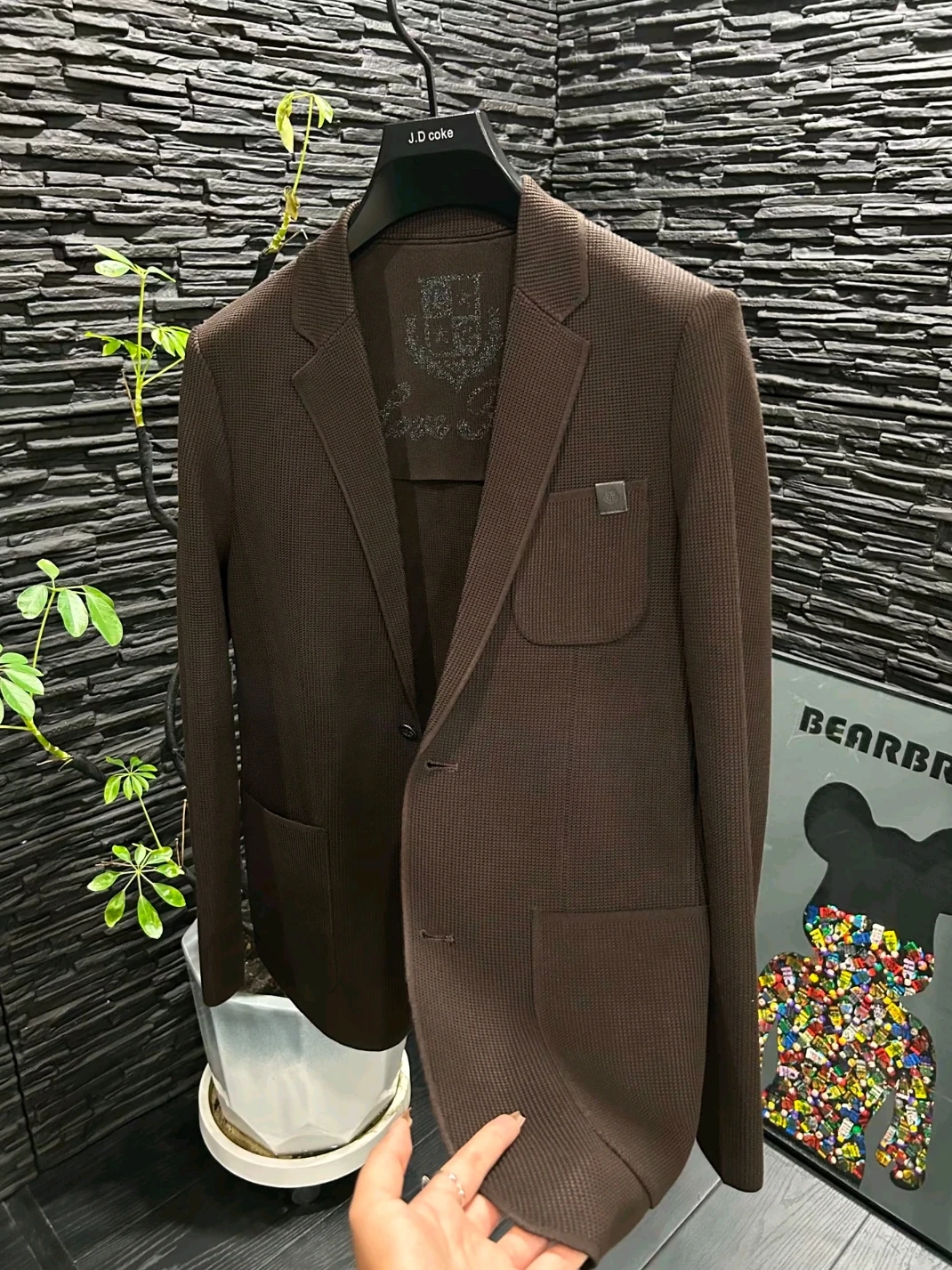 

High Quali Knitted Men's Suit Jaet Faionable Casual Sli Spring Autumn Seasonal Long Sve Button Decorated Busines...