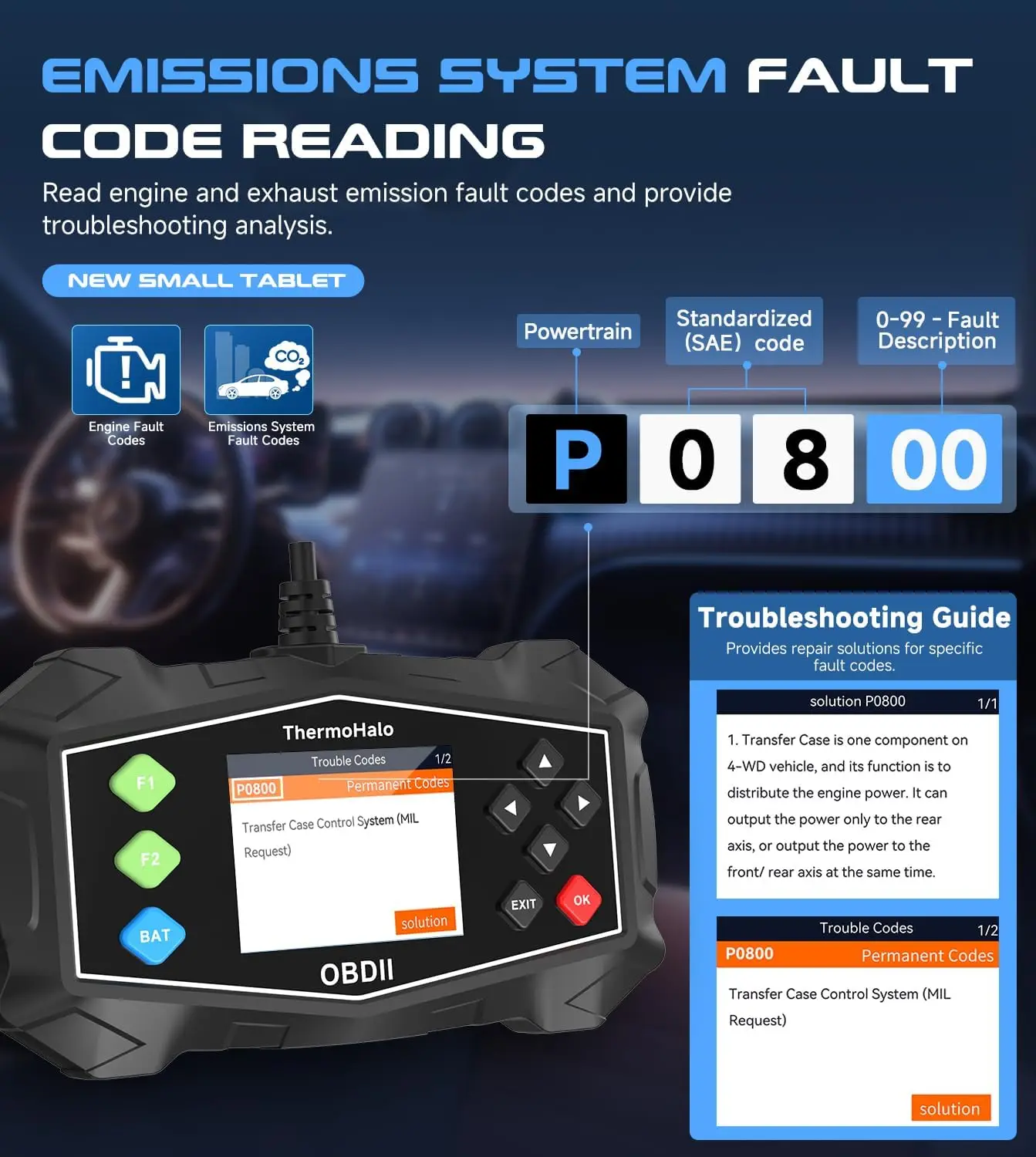 Scanner OBD2 profissional, leitor de código OBDII para todos os veículos 1996 - Presente