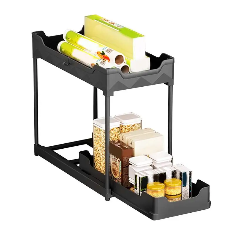 

Under The Sink Organizer 2-Tier Slide-Out Under The Sink Organizer Bathroom Multi-functional Undersink Organizer For Kitchen