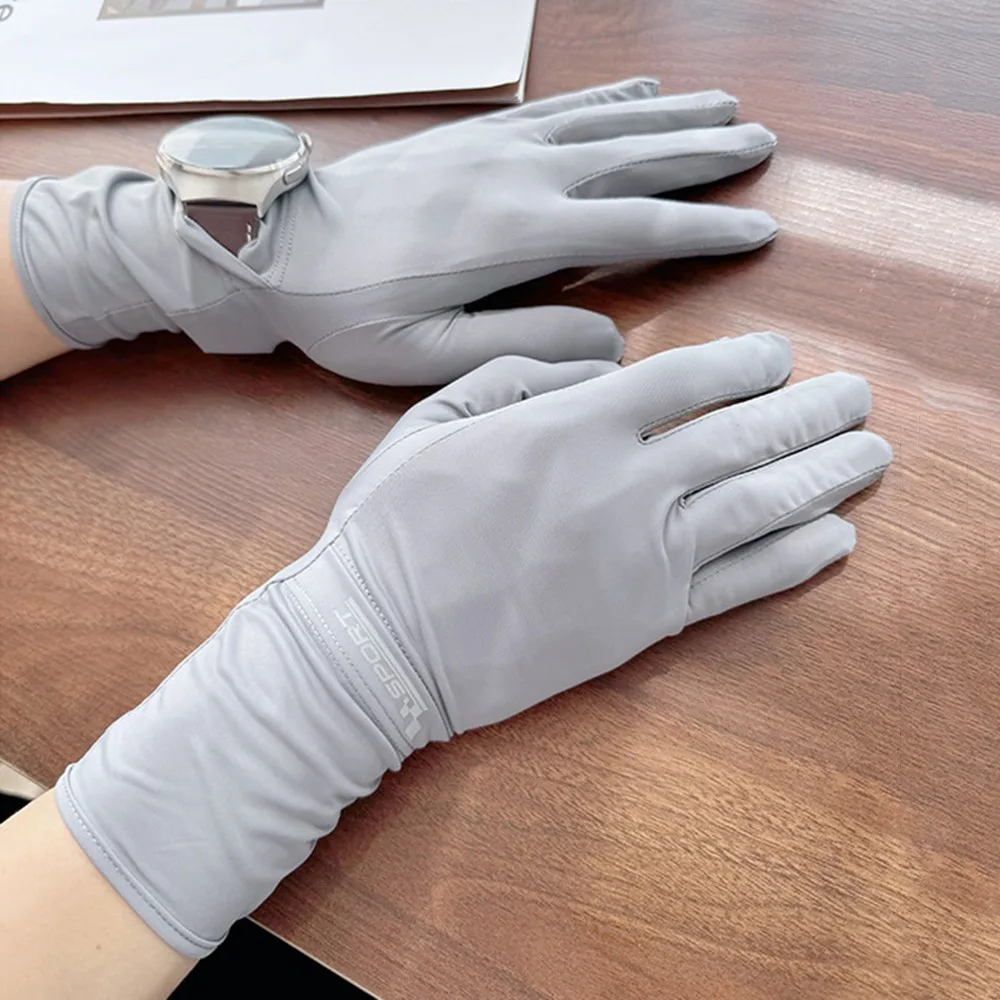 Guanti per protezione solare da donna in seta di ghiaccio Anti-UV antiscivolo Protezione solare Guanti da equitazione Touch Screen Guanti da guida estivi traspiranti Uomo