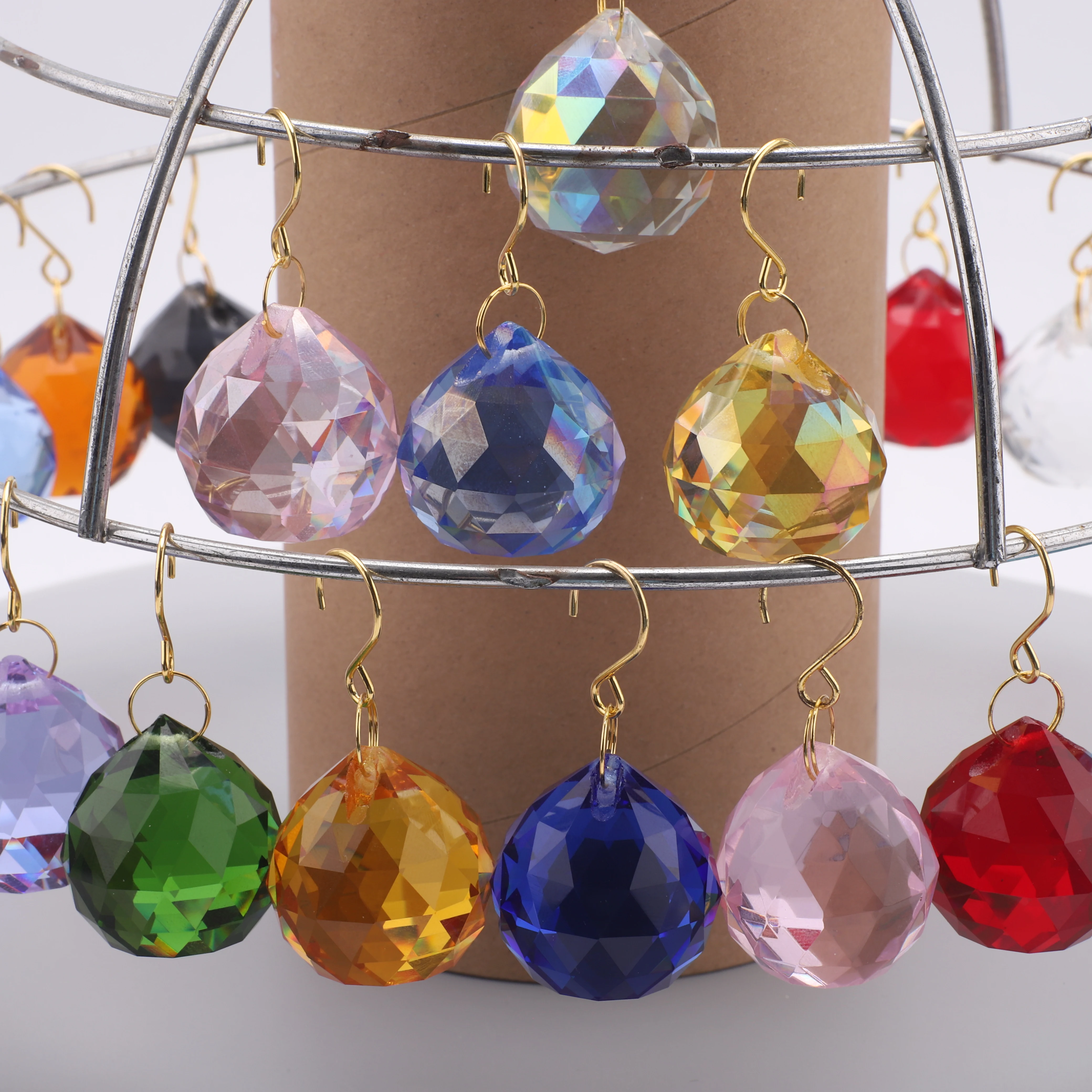 1 قطعة 30 مللي متر الكرة كريستال الشمس الماسك المنشور معلقة suncatchers مع الزجاج بريزم قوس قزح صانع للنوافذ غرفة المنزل حديقة ديكور