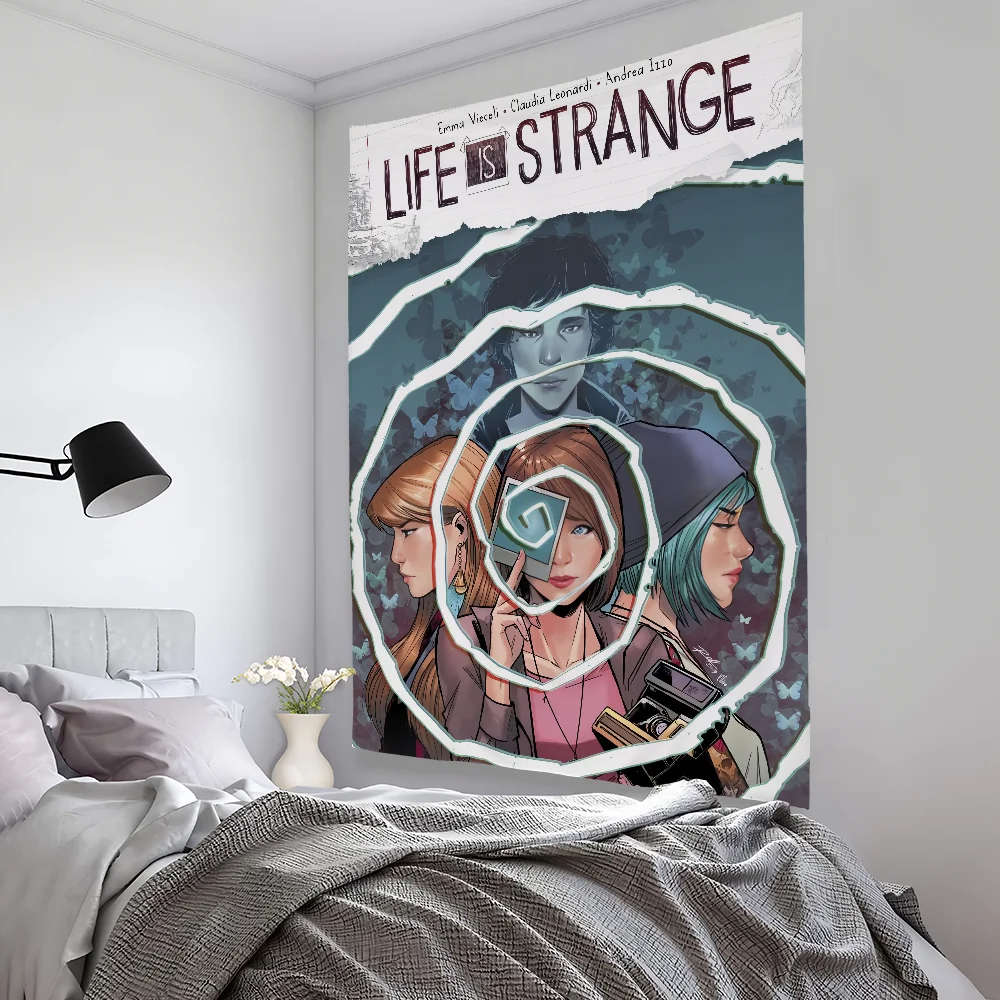 

L-LifeS Is S-StrangeS 2 Tapestry Bedroom Living Room Garden Outdoor Microfiber With Holes Decoration Background Art Banner