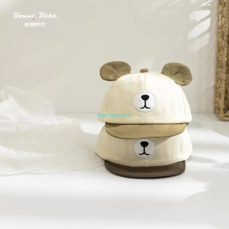 

K92D Baby Sun Hat Baseball Hats Fashion Summer Sun Protective Peaked Hat for Boy Girl Embroidery Bear Infant Hat