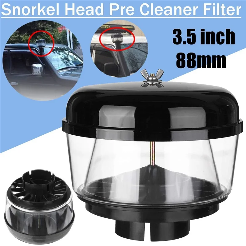 3.5 Inch 88Mm Water Trap Snorkel Head Air Ram Head Pre Cleaner Air Flow Car Snorkel Head Snorkel Ram Sand Cup for Toyota Nissans