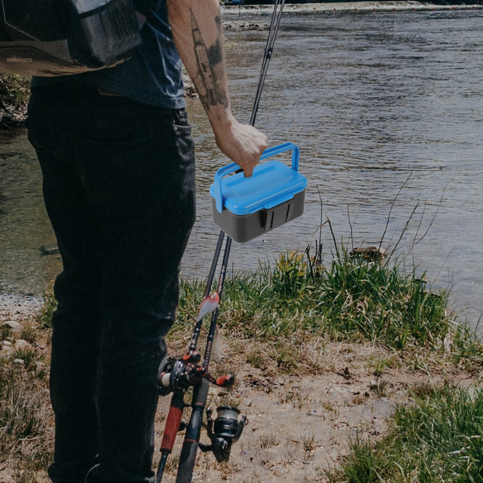 

2pcs Fishing Bait Box Multi Function Lures ganizer Portable Tackle Storage Worm Container Ventilated High Class Material