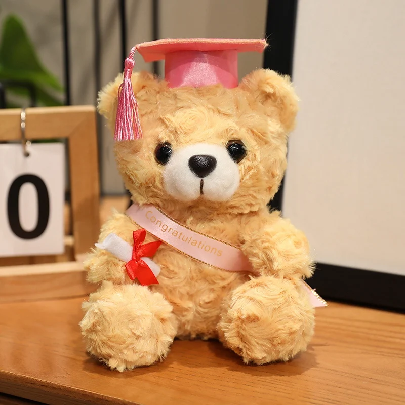 18 cm Dr. Bear süßes Plüschtier, klein, hellbraun, Teddy-Kleidung, Arzthut, Puppe, Abschlussgeschenke – Detail 4
