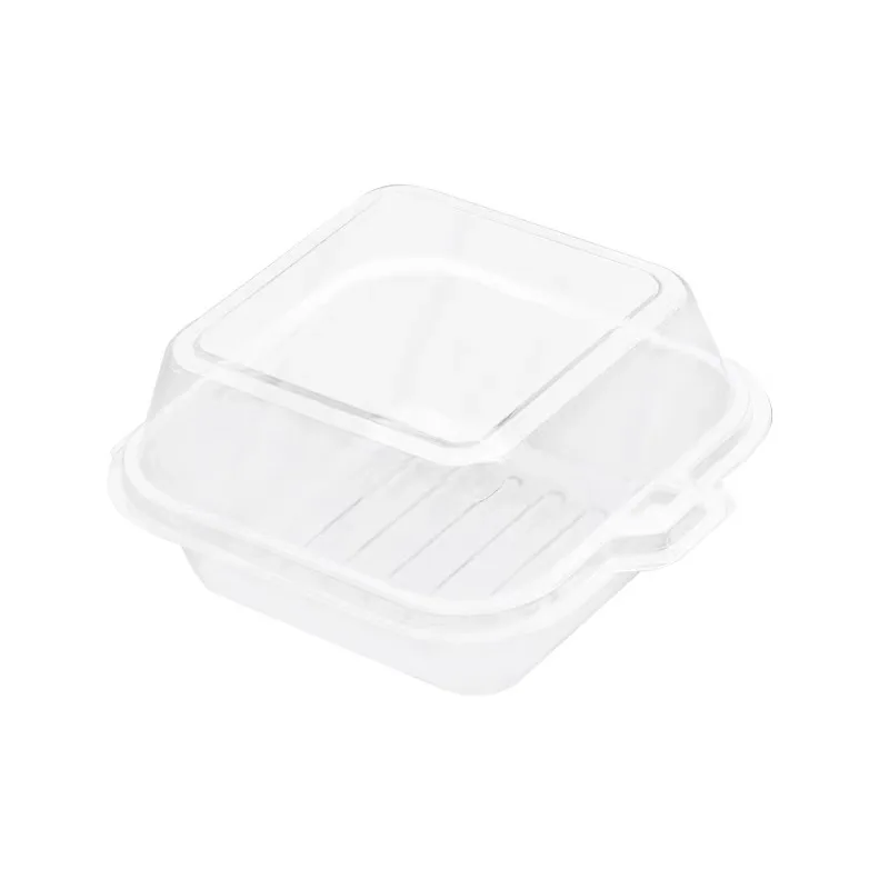 Customized Tiramisu Box Disposable Transparent Sandwich Dessert Bento Box Takeaway Burger Cake Packaging Blister Box