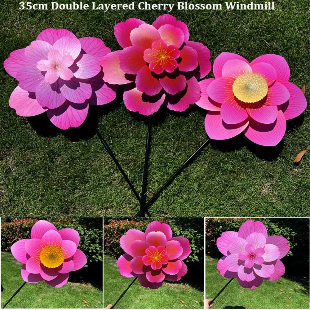 1pc/2pcs Multistyles Rotating Wind Spinner Windmill Colorful PVC Large Turntable Windmill Double Layered Cherry Blossom