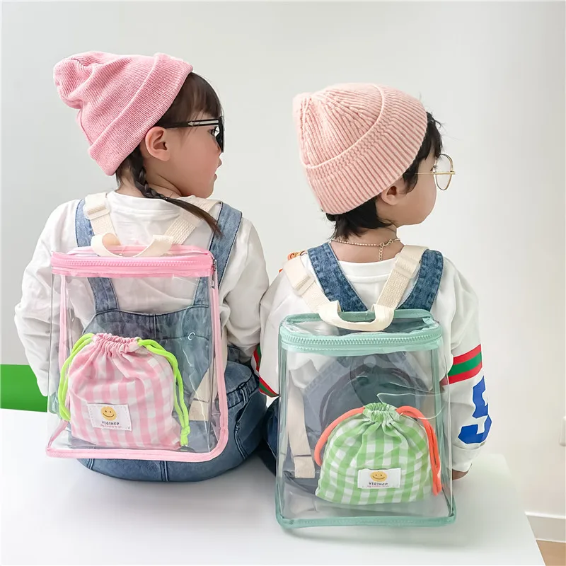 Zaino per bambini stile coreano 2023 nuova borsa per accessori da viaggio per bambini trasparente alla moda zaino Casual semplice e fresco per bambini