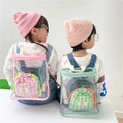 Kids Backpack Korea Style 2023 New Fashionable Transparent Baby Travel Accessory Bag Casual Simple Fresh Backpack for Kids