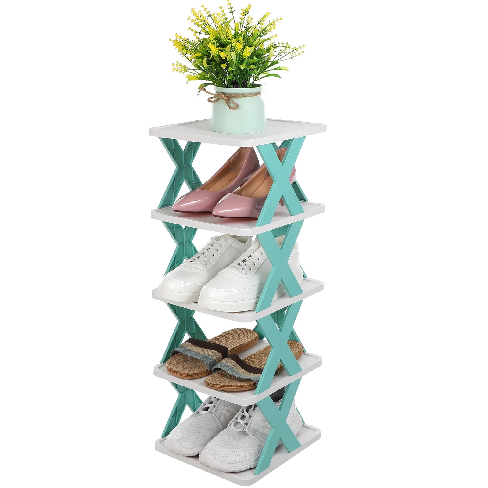 

Shoe Rack Stackable Racks For Storage Shelf Shoes Organizers Fold Home Small Pp Stand Cabinets