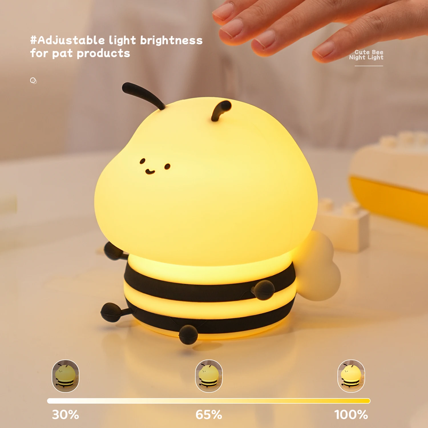 Lessdot Bee Night Light Cute Silicone Night Light Desktop Decorative Lamp Indoor RGB Magic Color Atmosphere Lamp Children\'s Gift