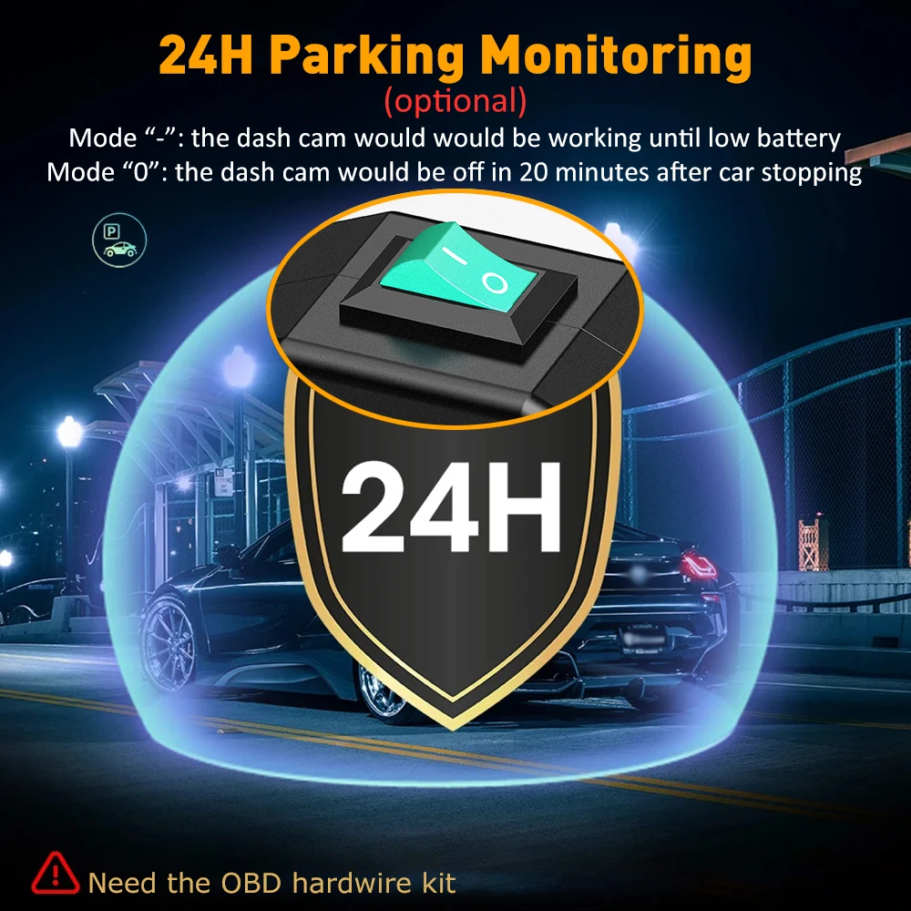 Dashcam Dash Car Camera DVR Dash Cam Front Video Recorder Black Box 2K Time Lapse Video 24h Parking Monitor WiFi Super Capacitor