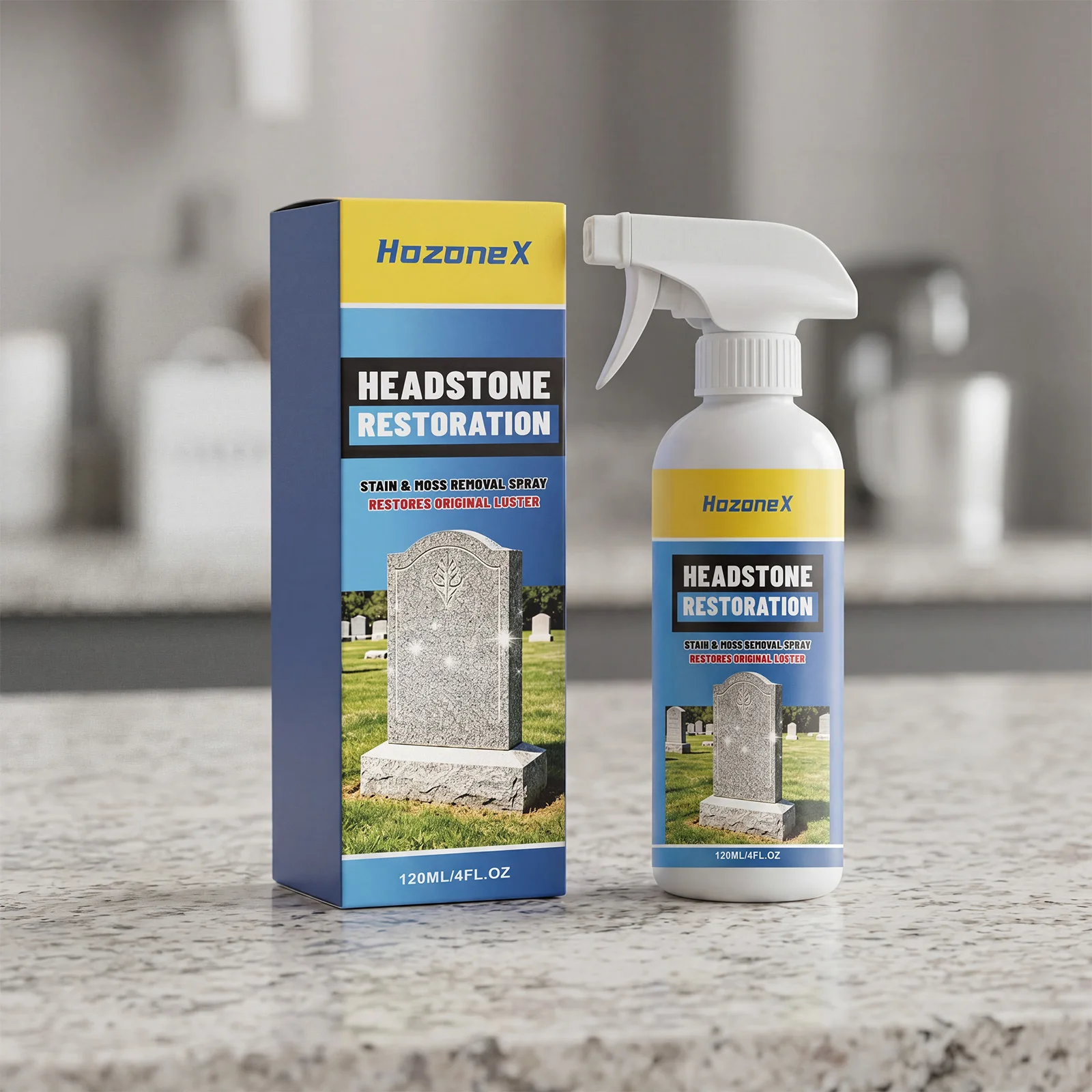 Gravestone Cleaner Spray 120ml For Moss Stain Removal Non-Damaging Formula Suitable For Marble