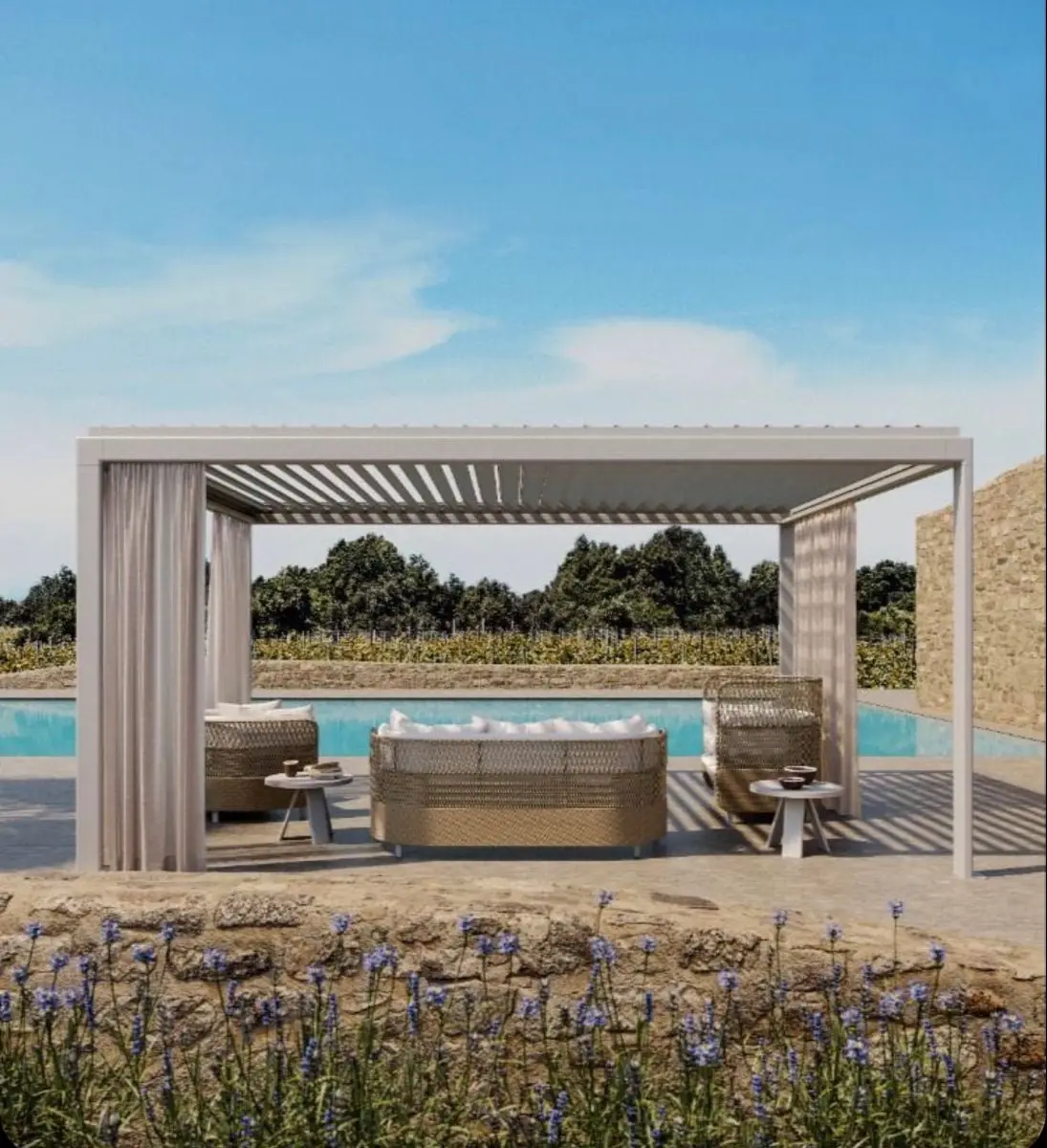 Motorized Louvered Pergolas Sun Protection Aluminum Profile Remote Control Gazebo for Outdoor Waterproof Bioclimatic Pergola