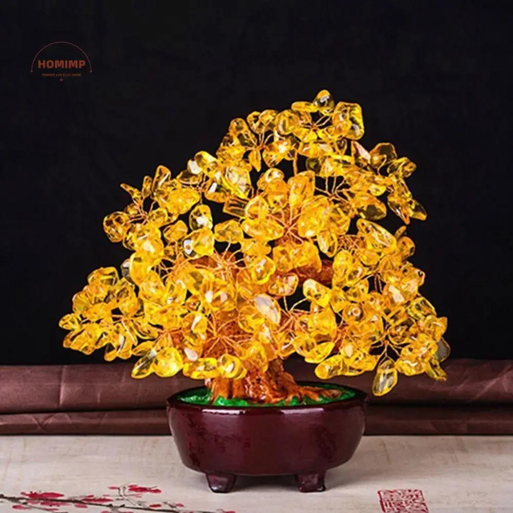 

Sculpture 18cm Lucky Money Tree Tabletop Decor Artificial Feng Shui Tree Statue Gift Fortune Tree Bonsai Office
