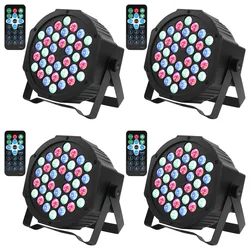 Luz Par RGB de 4 piezas, 8 piezas, 36 LED, Control remoto inalámbrico DMX activado por sonido para DJ, fiesta, iluminación de escenario, navidad