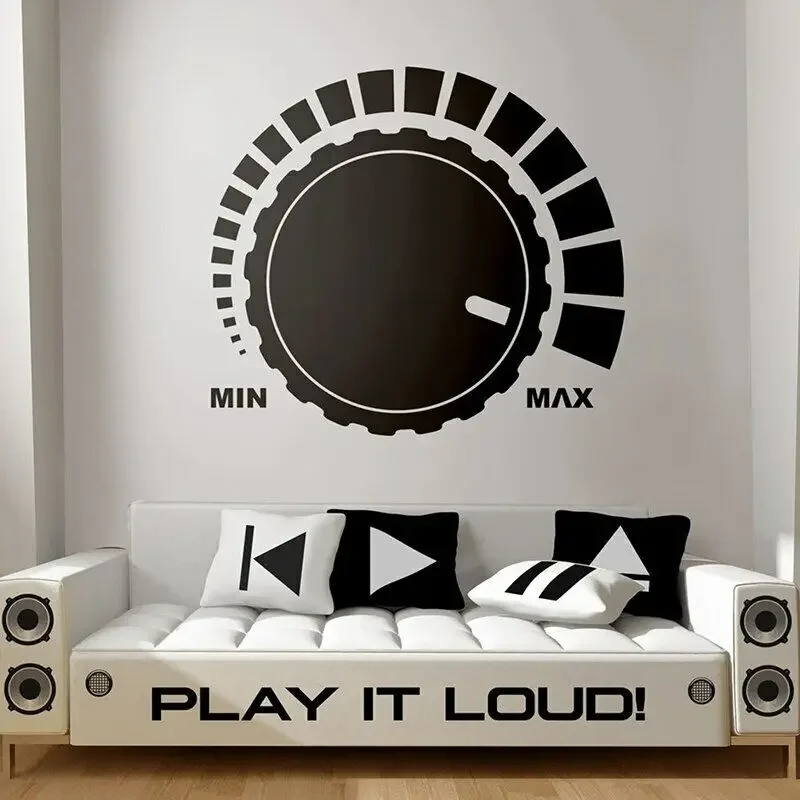 Large Music Studio Loud Volume Knob Wall Sticker Bedroom Play Room Recording Audio Wave Wall Decal Home Decoration Musical P375