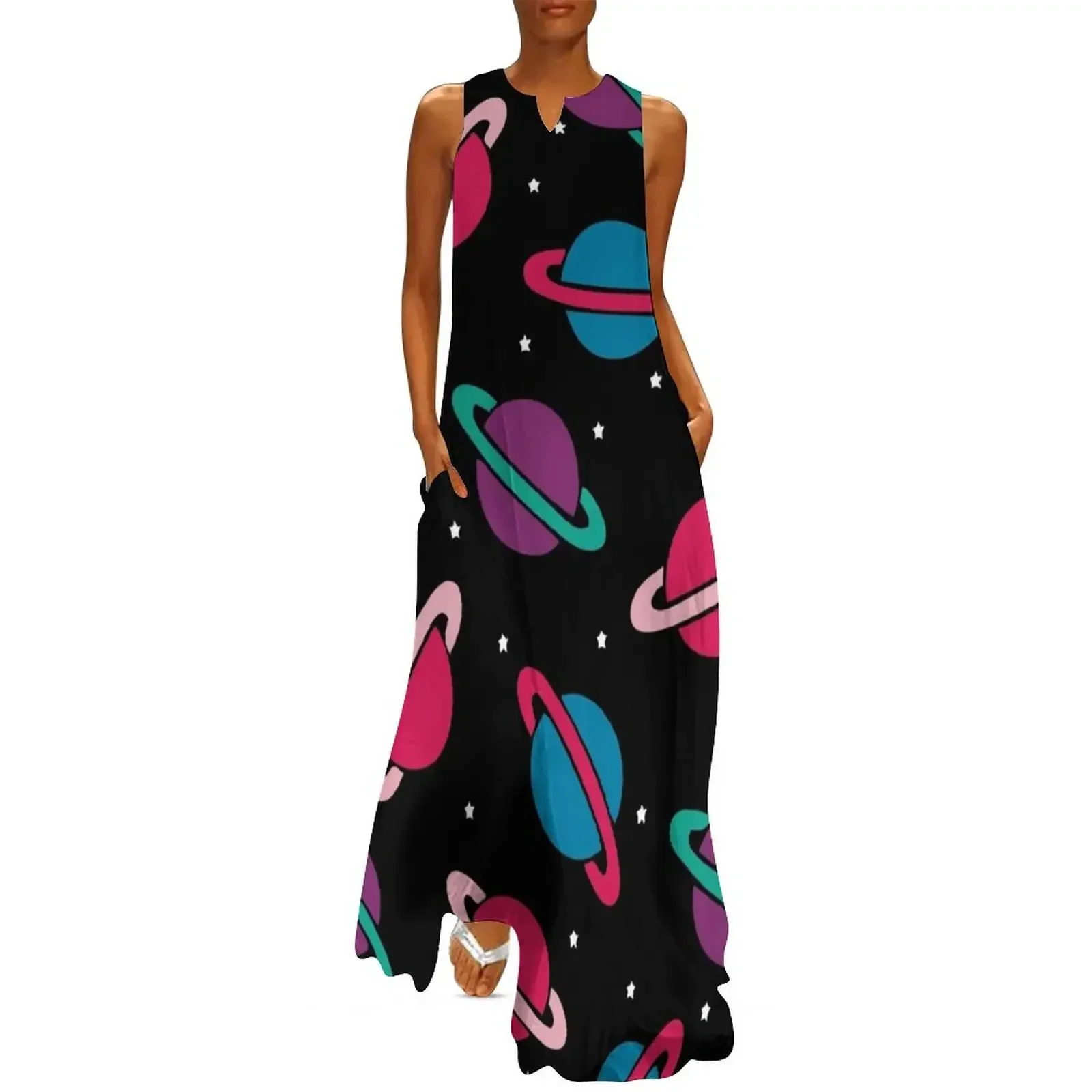 

Neon Space Planets Pattern Long Dress summer dresses ceremony dresses dresses women summer 2025 Dress