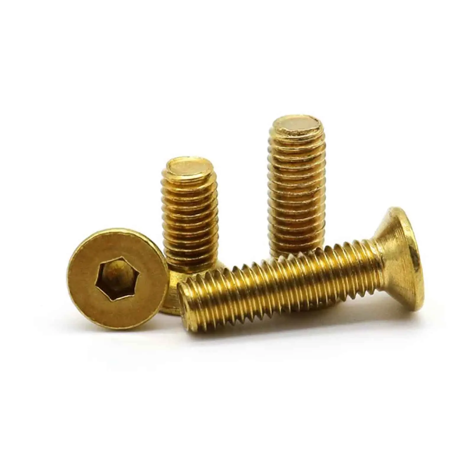 3/30pcs DIN7991 Solid Brass Countersunk Flat Head Hex Socket Screws, Pure Brass Allen Socket Flat Cup Bolts, M2 M2.5 M3 M4 M5 M6
