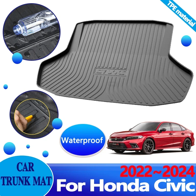 

For Honda Civic 11th Gen 2022 2023 2024 Accessories Sedan Car Trunk Floor Mat Anti-scratch Upholstered Protect Tray Storage Pad