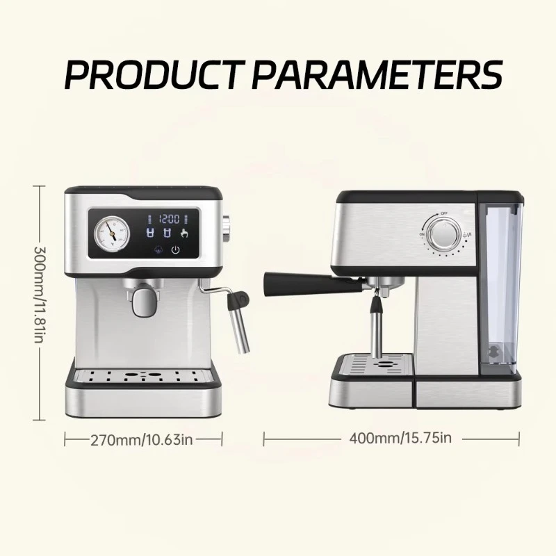 الشحن من ألمانيا 20Bar كابتشينو لاتيه مع عصا بخار الحليب شبه أوتوماتيكية كافتيرا ماكينة صنع قهوة اسبريسو