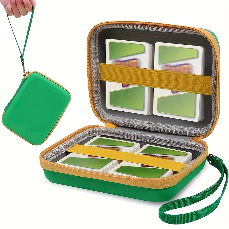 Green Hard Shell Card Storage Box - Durable PU Material, Portable Storage Magic, Ideal Birthday Gift, Card Storage Box
