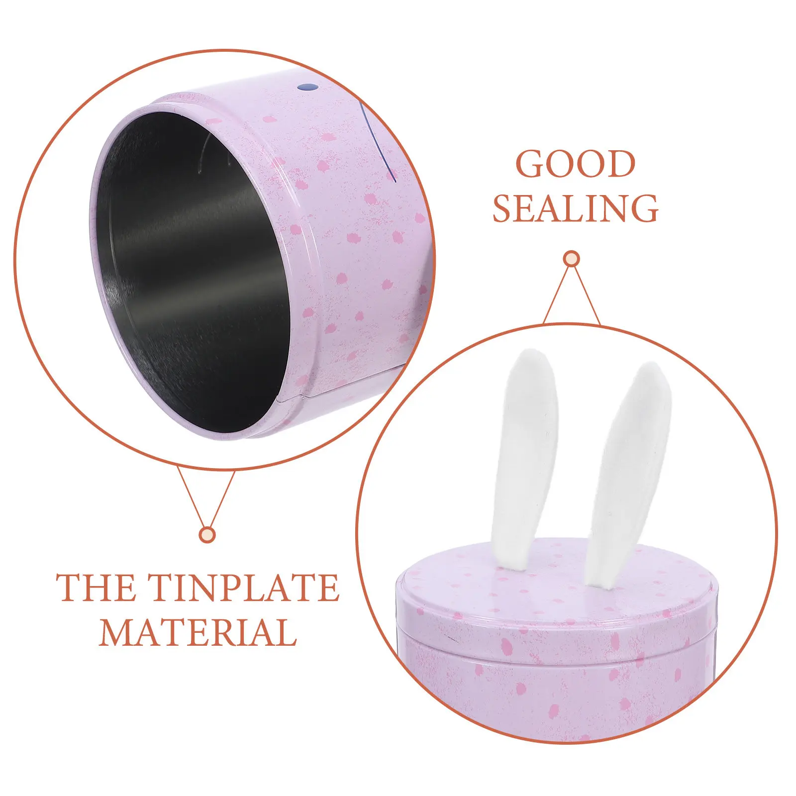 Easter Bunny Metal Candy Box Pink Round Storage Tin Cute Animal Cookie Jar for Kitchen Kids Room Snacks Sealed Candy Box view 3