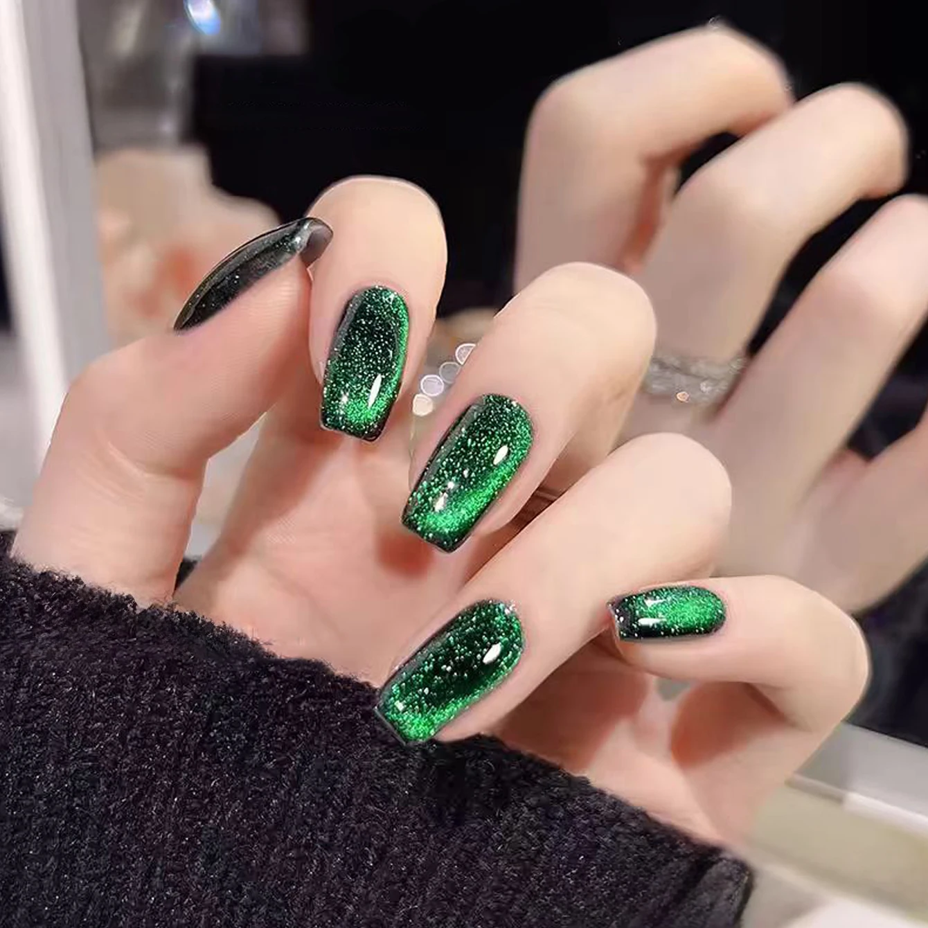 MEC1-12PCS 12ML ブルーグリーンシリーズ 爆発グリッター ドリームキャッツアイ ジェルネイルポリッシュ、2025年人気 ホワイトニングダイヤモンドジェルオイル