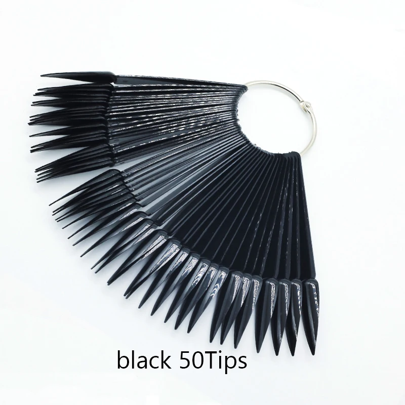 Falsche Nagelspitzen-Fan Nature Clear Black 12/24/32/50 Stück/Set Finger Full Card Nail Art Display Übungspolitur alles für Maniküre