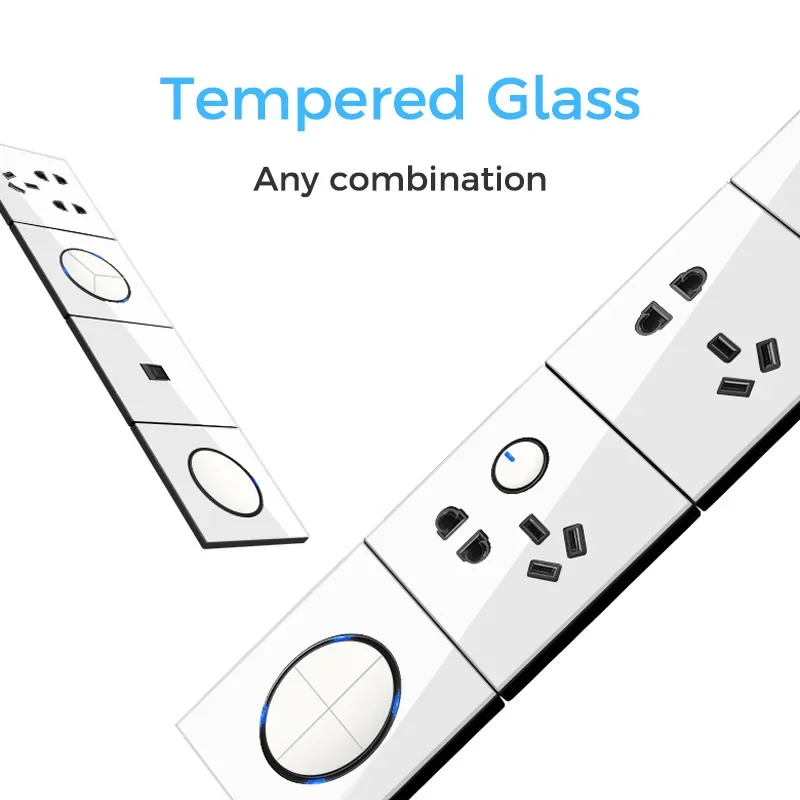 YINKA Tempered Glass Wall Light Frame Switch  Free Combination UK EU US Standard Connected Frame Hotel Switches House Decoration