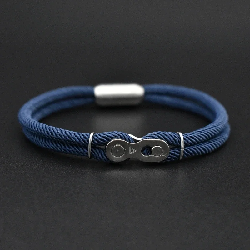 Mens Marine Stainless Steel Magnetic Clasp Bracelet Double Layer Milan Rope Nautical Braslet for Hombre Brazalete Accessories
