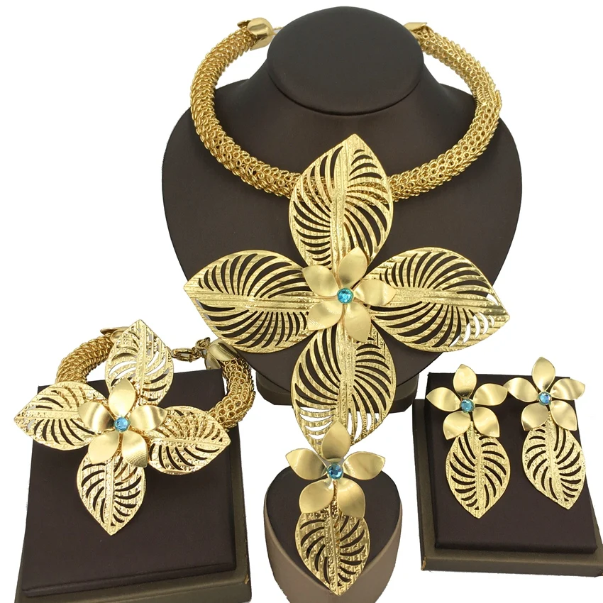 Yuminglai Dubai Jewelry Set 18 k Gold Plated Jewelry Brazilian gold Plated jewelry Italian Gold Plated Jewelry Set FHK14204