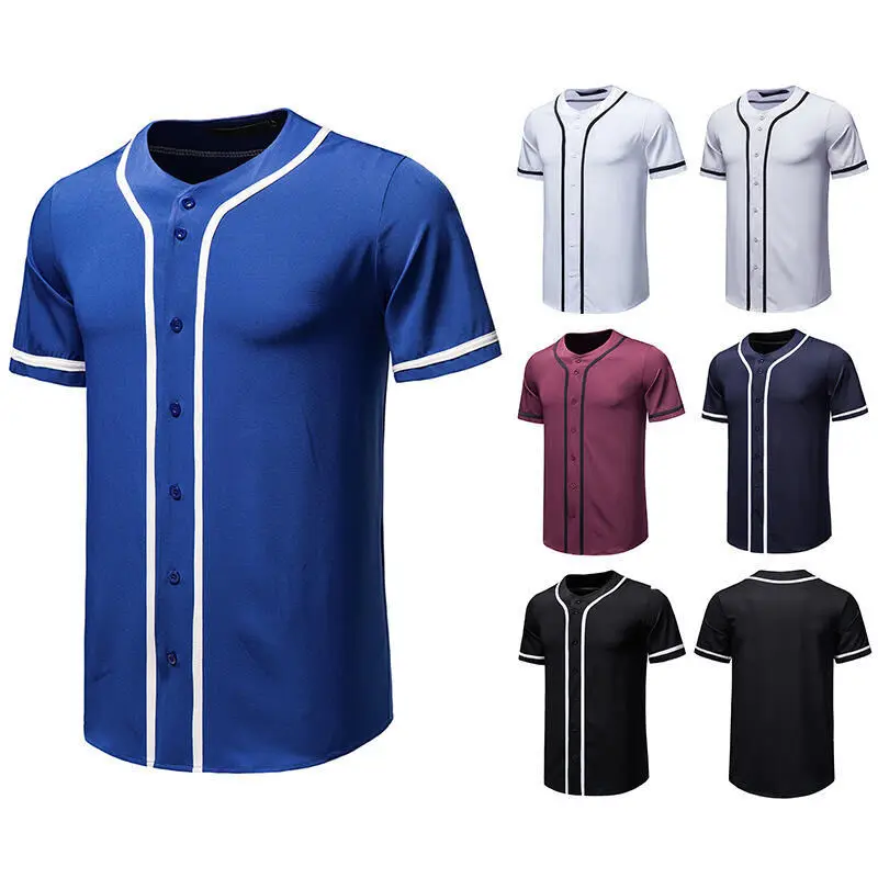 Customized Men's Baseball Jersey V-Neck Mesh Breathable Baseball Uniform Personalized Team Name Number Logo Printed T-Shirt