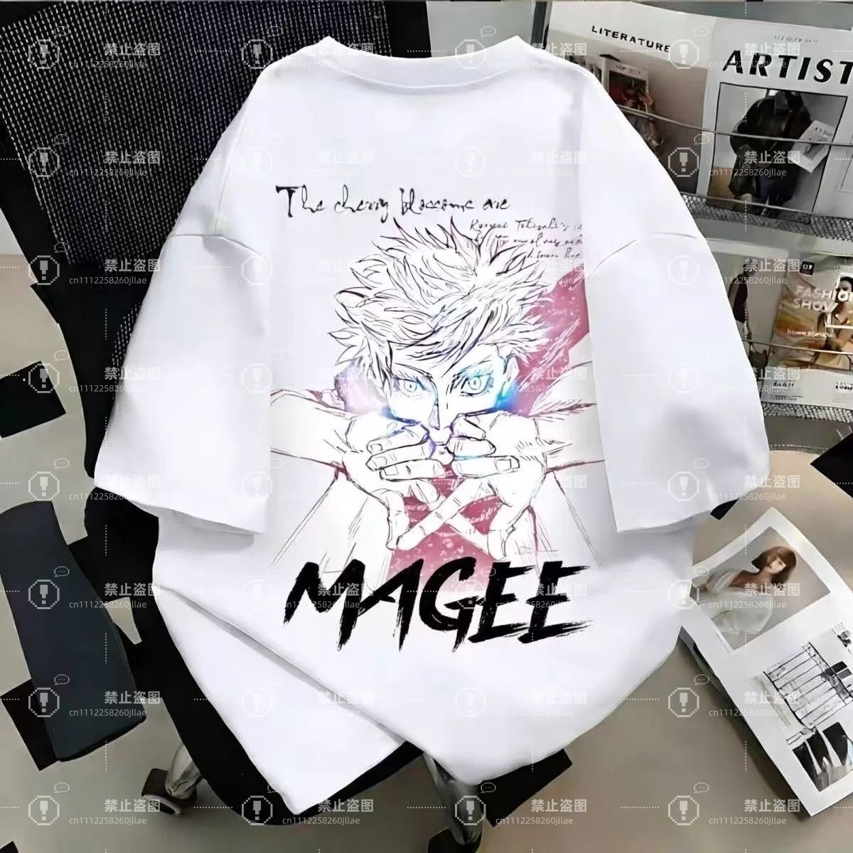 

2026 Hot Sale Anime Jujutsu Kaisen Gojo Satoru "MAGEE" Print T-shirt Unisex Oversized Casual Short Sleeve Streetwear Tees Tops