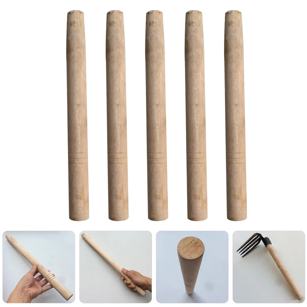 5 Pcs Durable Agricultural Small Hoe Handle Wood Tool Replacement Stick Handles Wooden