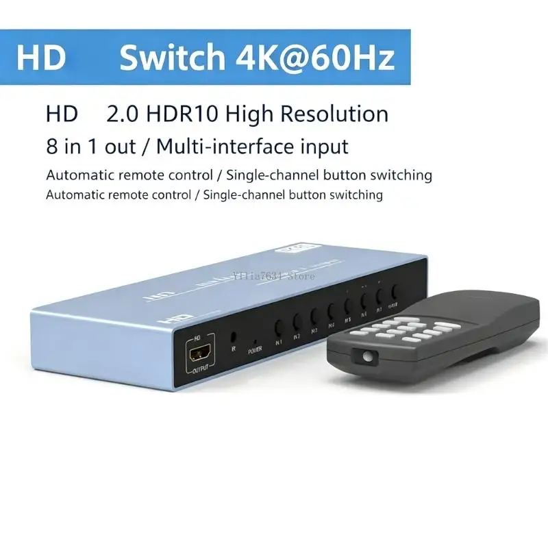 Advanced HDTV H Splitter Selector 8 Inputs 1 Output 4K60hz UHD Boosting For Conference Room System