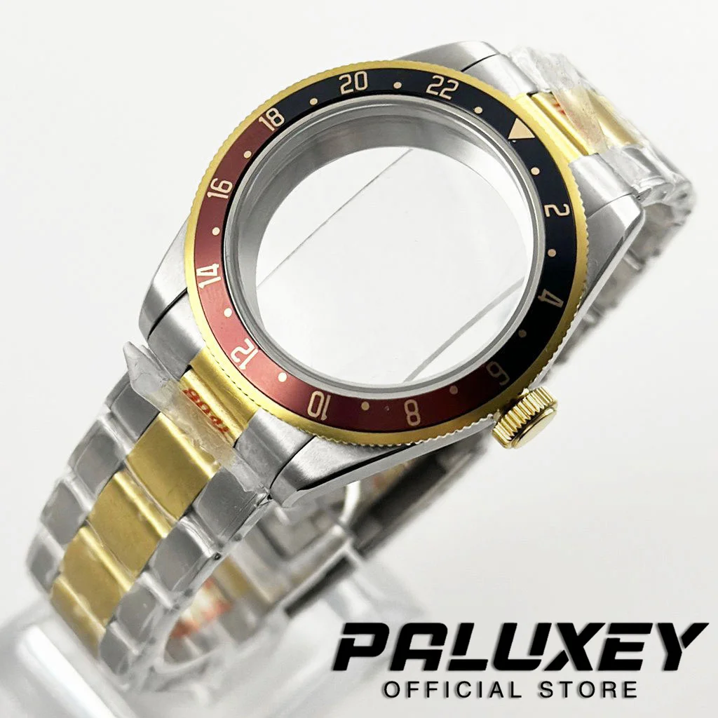 

39MM Silver Gold Sterile Stainless Steel Bracelet Domed Sapphire Crystal Watch Case Fit NH34 NH35 NH36 ETA 2824 PT5000 Movement