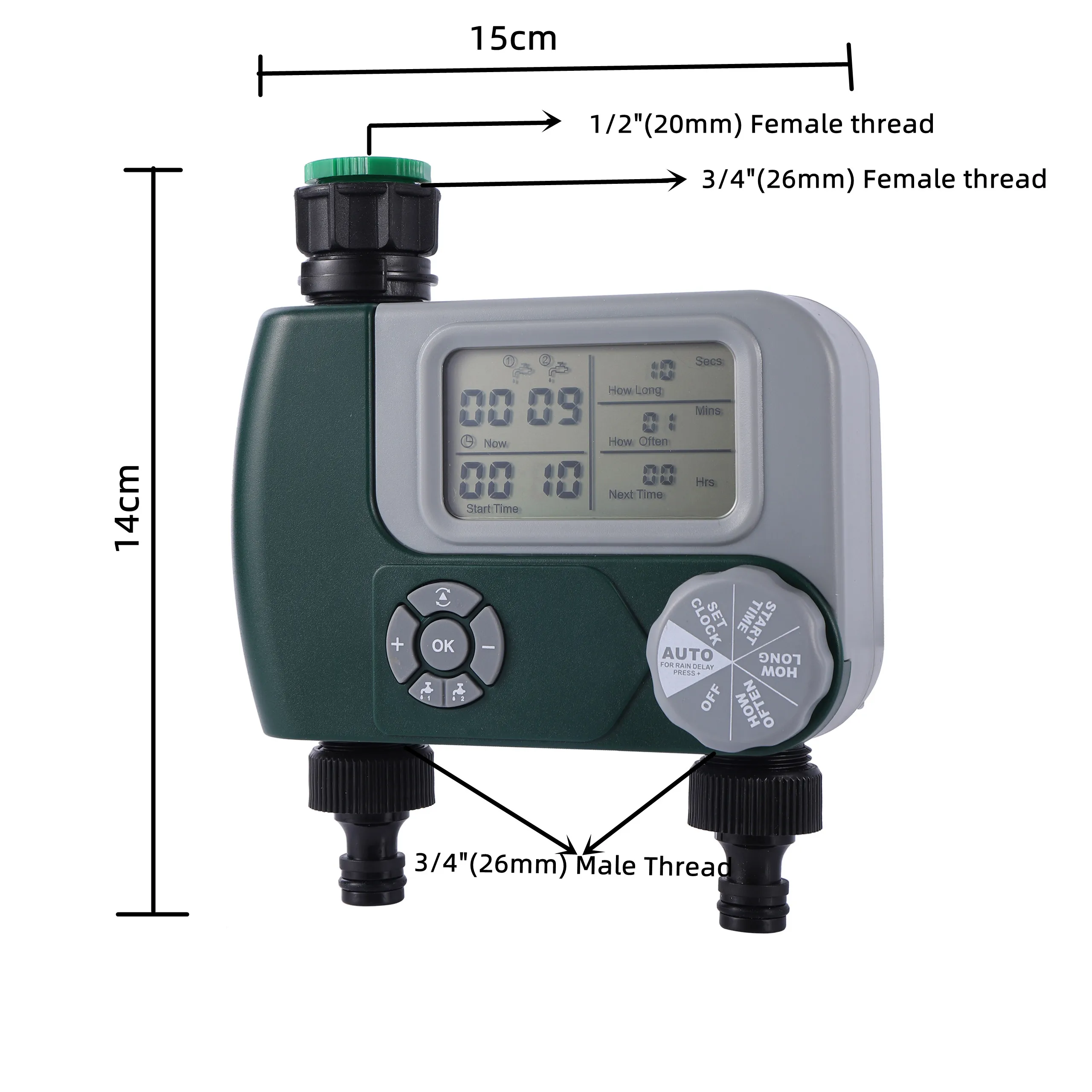 Irrigation timer Faucet Timer Battery Operated Automatic Watering Sprinkler System Irrigation Controller with 2 Outlet