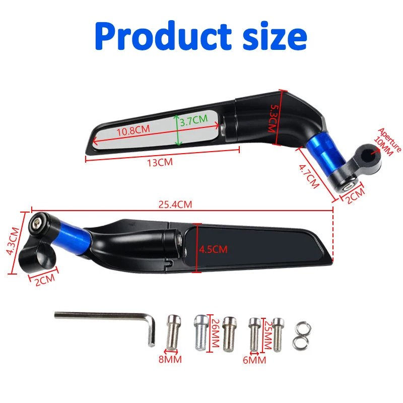 Motorcycle Mirrors Modified Wind Wing Rotating Rearview Mirror Aluminum Alloy Side Rear View Mirror