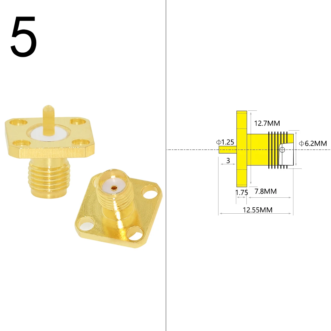 Connecteur coaxial RF SMA mâle/femelle, montage sur panneau, adaptateur de borne de fil plaqué or, soudure de châssis, vente en gros, 1 pièce