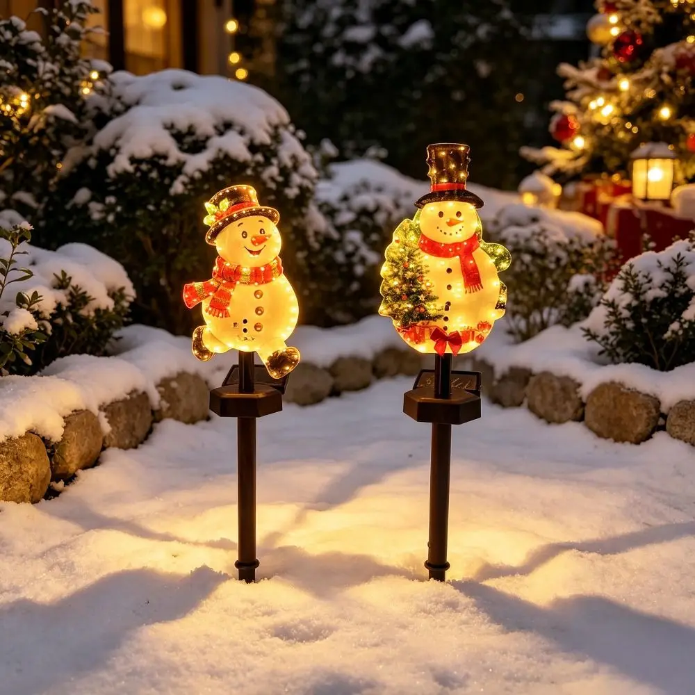 Solar Powered Christmas Solar Light Santa Claus Waterproof Santa Claus Pathway Lights Weatherproof Snowman