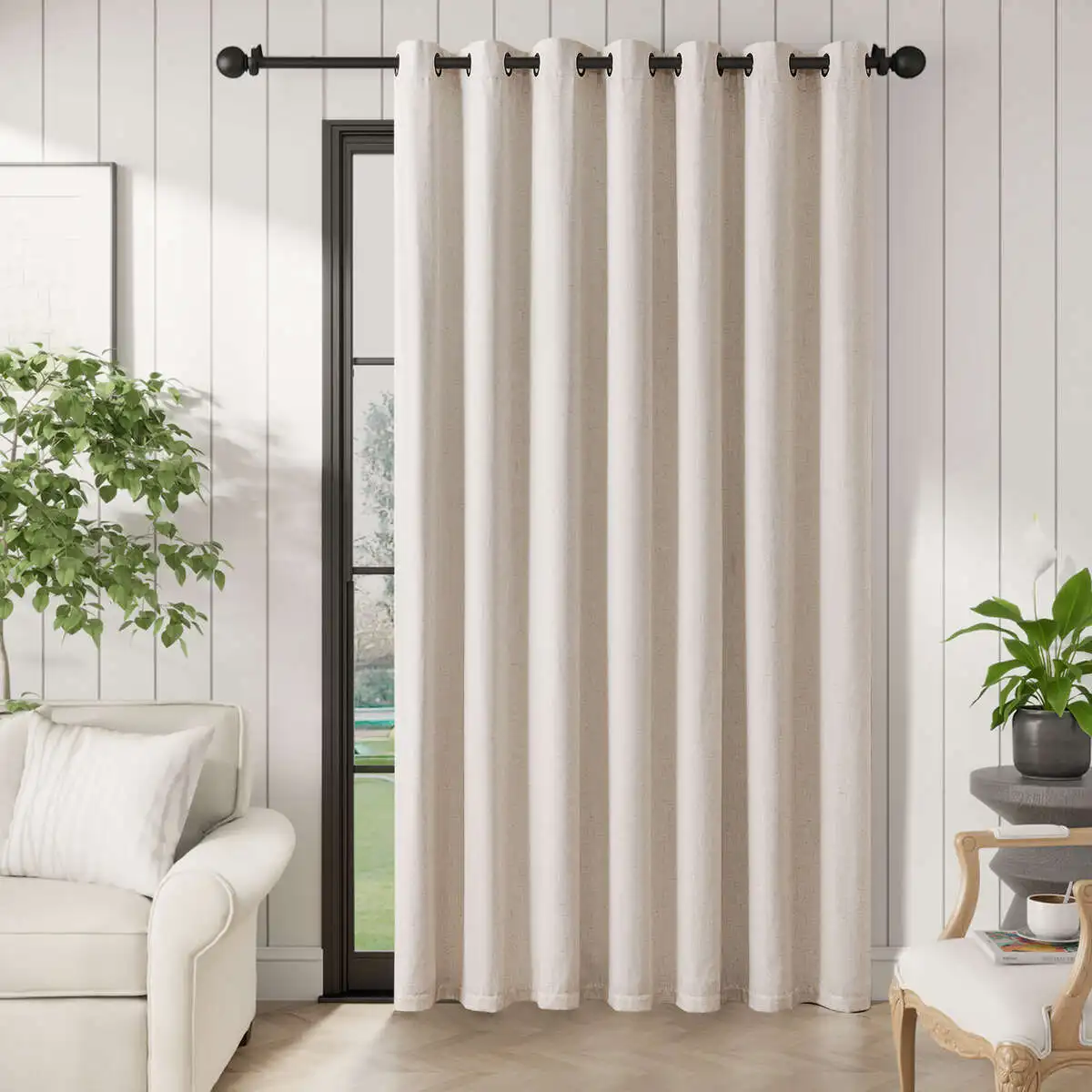 

JINCHAN Linen Blackout Curtains Room Diveder Drapes 100 Inch Extra Wide Curtain Living Room Bedroom Sliding Glass Door Curtain