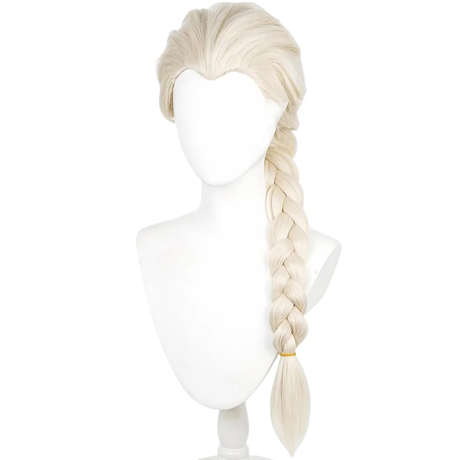 24inch Light Blonde Single Braid Wig, Elegant Braided Synthetic Hair Wig for Costume Party