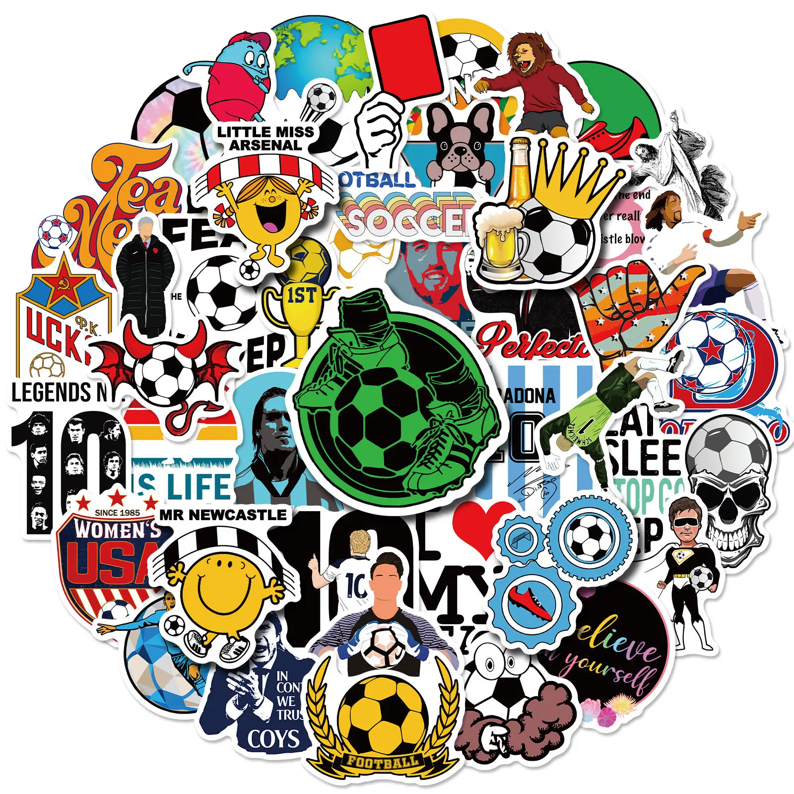 10/30/50PCS Personalized Text Sticker Football Life Sticker Sports Competition Water Cup Notebook Room Graffiti Sticker