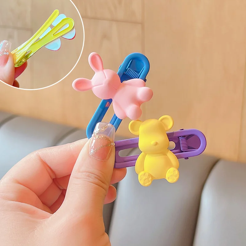 5 Pcs/Set Children Cute Acrylic Cartoon Flower Heart Ornament Hair Clips Girls Alloy Barrettes Hairpins Kids Hair Accessories